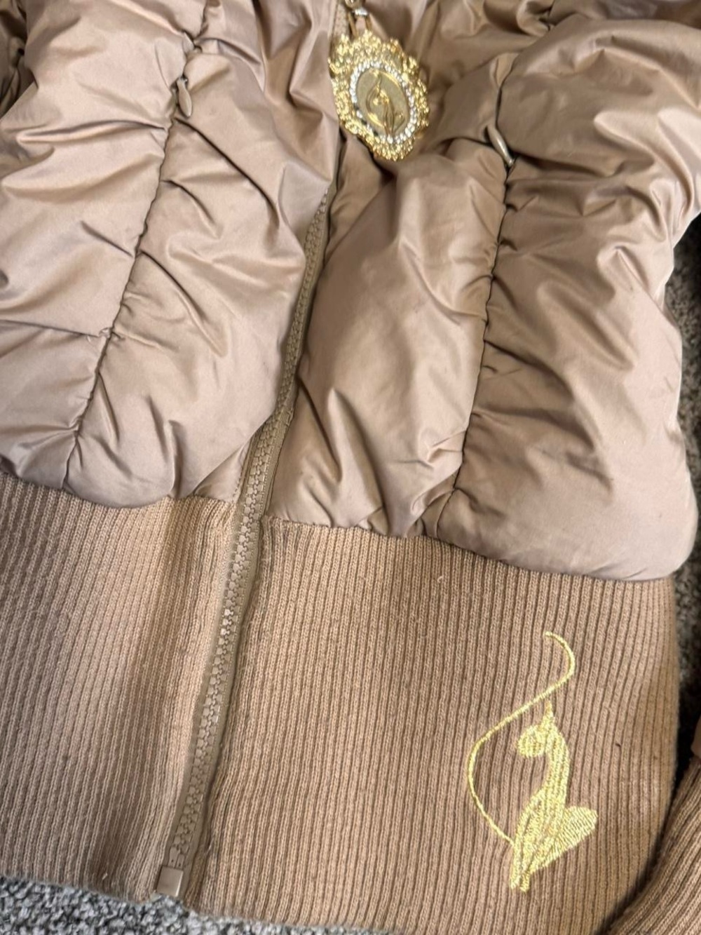 Baby Phat Vintage Y2K GRAIL Gold Satin Cinch-Waist Puffer Jacket - Picture 7 of 11